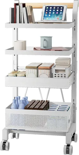 Heikoeco Rollwagen mit 3/4/5 Ebenen - Küchenwagen aus hochwertigem Weiß, ideal als Servierwagen mit Rollen für flexibles Kochen und Servieren.