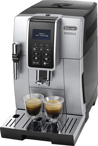 DeLonghi Dinamica ECAM 350.35.SB - Kaffeevollautomat in Silber Schwarz, intuitives Touch-Bedienfeld und individuelle Getränkeanpassung für perfekten Kaffeegenuss