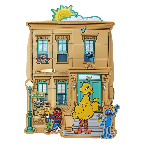 Loungefly Sesamstraße Mini Rucksack - Stylischer Rucksack für Erwachsene im Sesamstraße-Design, mit einem Fassungsvermögen von 11-20 Litern und gepolstertem Laptopfach für optimalen Komfort und Funktionalität.