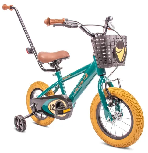 Kinderfahrrad mit Stützrädern 12 Zoll für Jungen - Ideal für Kinder von 2-4 Jahren, mit stabilen Stützrädern und Schubstange für sicheres Fahren und einfaches Lernen.