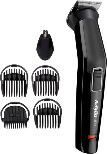BaByliss Multifunktionstrimmer MT725E MEN - Nasenhaarschneider mit Edelstahlklingen und 6 Aufsätzen für präzises Trimmen von Bart, Augenbrauen sowie Nasen- und Ohrenhaaren, ideal für ein gepflegtes Aussehen.