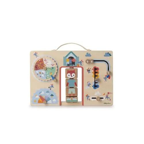 Lilliputiens - Lerntafel aus Holz - Lernspielzeug für Kinder ab 2 Jahren, fördert Feinmotorik und Selbstständigkeit durch wetterbezogene Aktivitäten und hat praktische Maße von 31x20 cm.