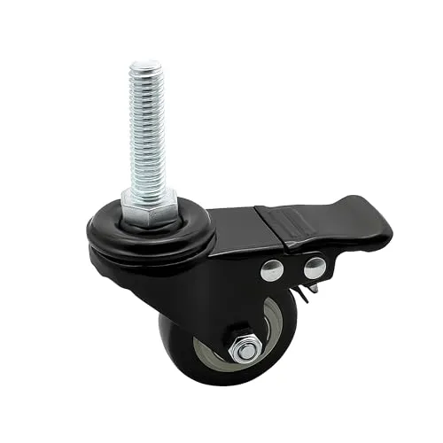 KLAK Schraubgewinde-Lenkrolle mit Bremse Ø50mm - 4 Stück - Hochwertige Lenkrolle mit M8-Gewindebolzen für vielseitige Anwendungen. Leises Rollen durch TPU-Material, hohe Belastbarkeit und mit Bremse für sicheren Stand. Einfache Montage in Aluprofilen - ideal für Werkstätten und Industrie.