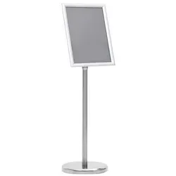 vidaXL A4-Plakatständer Silbern Aluminiumlegierung - Zubehör für Möbel, höhenverstellbarer Plakatständer aus leichtem Aluminium, ideal für Restaurants und Events, schützt Ihre Plakate mit PVC-Folie und ermöglicht schnelle Montage.