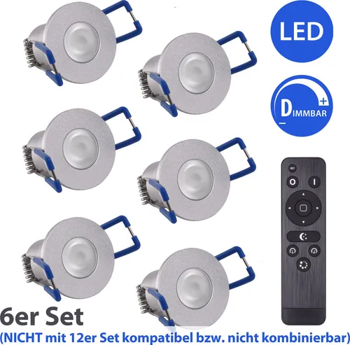 Produktbild mini Spot LED Einbaustrahler Cascade dimmbar Carport Terrassenbeleuchtung IP65 SET Trafo Fernbedienung (6er SET)