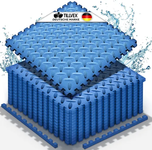 tillvex Pool-Bodenschutzfliese - 12er Set - Poolunterlagen, weiche und langlebige Bodenschutzmatte für Pools und Planschbecken, schützt den Untergrund und sorgt für eine sichere Nutzung.