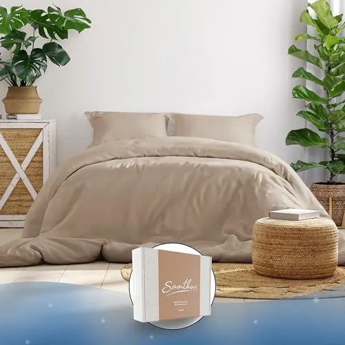 Samthus Bettwäsche 200x220 Baumwolle Satin in beige von Samthus