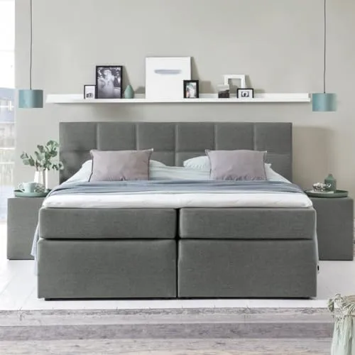 3F FURNITURE FOR FRIENDS Boxspringbett Bea 200x200 cm Hellgrau
