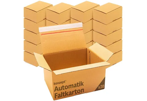 KONZEPT Versandkarton 20x15x10/20x15x15 Set, Faltkartons Selbstklebend, Kleine Kartons zum Verschicken, Umzug, Verpackung, DHL Päckchen S