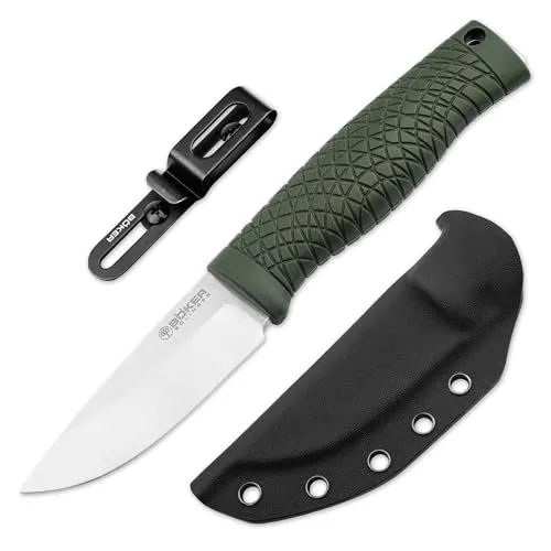 Böker SOLINGEN® Bronco Green - Outdoor Bushcraft-Messer feststehend mit Kydex-Scheide - Batoning Messer mit CPM-V3 Droppoint Klinge 8,9 cm - Survival Pfadfinder Fahrtenmesser in Geschenk-Box