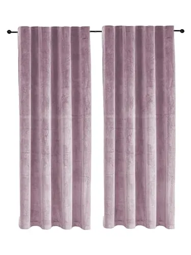 TiborTex Samt Vorhang 2er Set Kräuselband Altrosa 140x175 cm Verdunkelungsvorhang Samt weich Gardine Blickdicht U-Band abdunkelnd