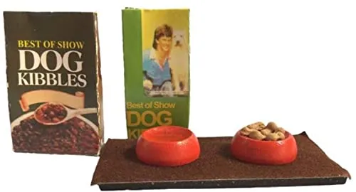Melody Jane Puppenhaus Hund Essen & Schalen Geschirr Auf Fütter Brett Tierhandlung Küchenzubehör