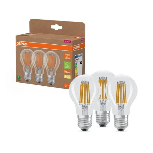 OSRAM E27 LED Leuchtmittel 3er Set, 7,2W - Energiesparendes LED Leuchtmittel mit warmem Licht (2500-3000 K), ideal für eine effiziente Beleuchtung. Perfekt für den täglichen Einsatz in verschiedenen Leuchten.