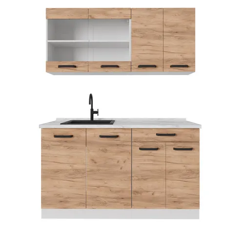 Vicco Küchenzeile R-Line 140 cm, Goldkraft Eiche/Weiß