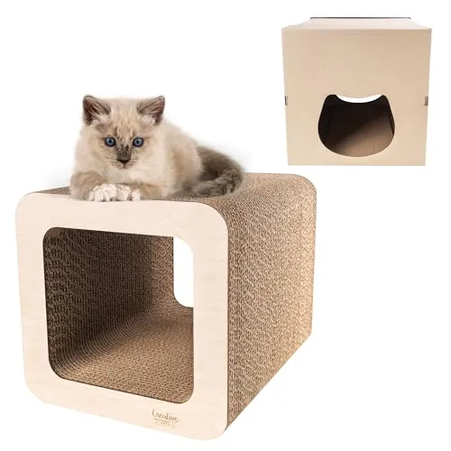 Creative Pets Katzen Kratzbrett | 2in1 Kratzbaum & Höhle - Kratzpads für Katzen, robust und aus umweltfreundlicher Wellpappe, perfekt für Krallenpflege und als Ruheoase – ideal für Katzenliebhaber!