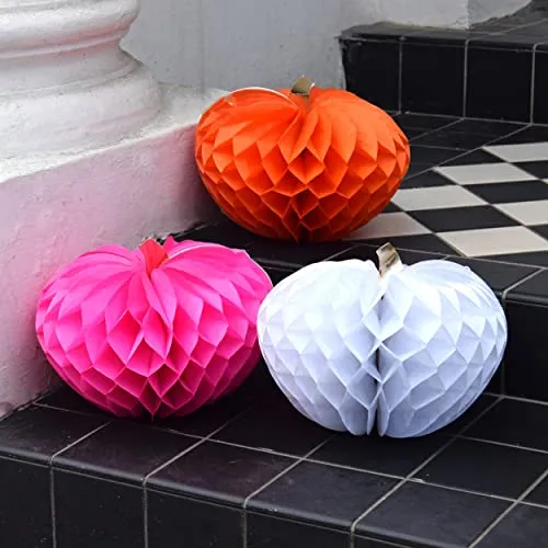 Sprechende Tische Kürbis Dekorationen Halloween Party | Rosa, orange und weiße Papierwaben | Für Haustür, Tisch, Herbstdeko, Thanksgiving