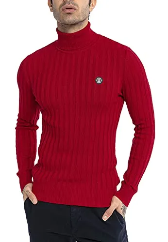 Red Bridge Herren Rollkragen Pullover Sweatshirt Strickpullover Rot XXL