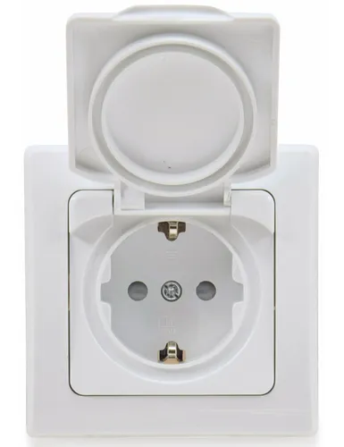 ChiliTec DELPHI Schutzkontakt-Steckdose IP44 - 250V AC 16A, spritzwassergeschützt mit Klappdeckel und erhöhtem Berührungsschutz, ideal für Badezimmer und Außenbereiche