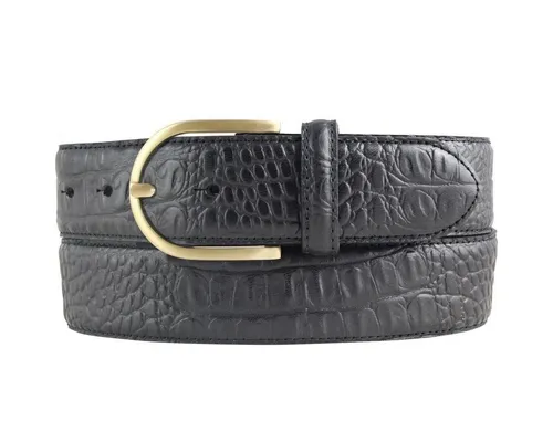 BELTINGER Ledergürtel Damen-Gürtel mit goldener Gürtelschnalle und Krokoprägung 4 cm - Leder (1-St)