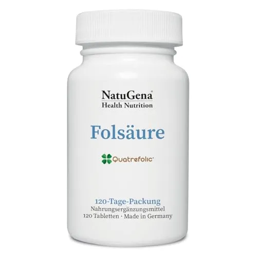 NatuGena Folsäure 120 Tabletten | Bioaktive 5-MTHF Formel mit Quatrefolic®