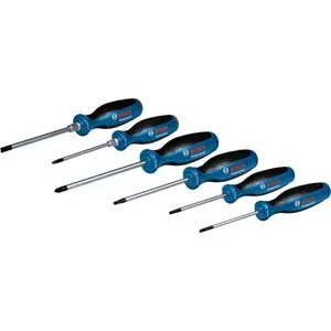 Bosch Schraubendreher Set 1600A02CV3 - 6-teilig, robust mit Hochqualitätsmetallschaft und ergonomischen Softgriffflächen