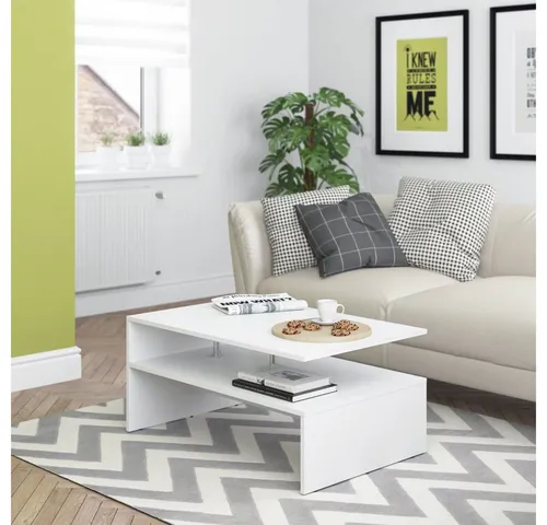 Vicco Couchtisch Amato, 90 x 60 cm, Weiß - Wohnzimmertisch mit praktischer Ablage, bietet viel Stauraum und modernes Design – ideal für jedes Wohnzimmer.