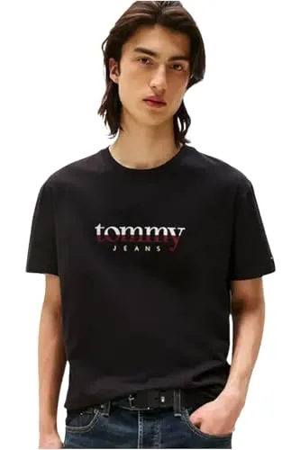 Tommy Jeans Herren T-Shirt Kurzarm Tee Regular Fit, Schwarz (Black), XXL - Herren-Shirts mit Tommy Jeans Branding, aus 100% regenerativer Baumwolle für hohen Tragekomfort und lässigen Freizeit-Look.