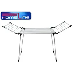 HOMELINE Flügel Wäschetrockner 19 Meter grau - Wäscheständer mit 19 m Leinenlänge, wetterbeständig und platzsparend zusammenklappbar - ideal für effizientes Trocknen und einfachen Transport.