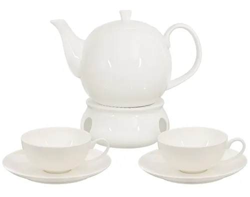 Buchensee Teeset / Teeservice / Teekanne mit Stövchen und 2 Tassen / Untertassen