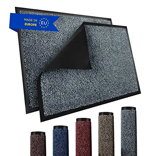 TRIBURG® Fußmatte 60x90 Anthrazit Schwarz - Schmutzfangmatte 60 x 90 wetterfest, wasserfest, waschbar - Fußmatte außen/innen -rutschfeste Fussmatte Aussenbereich und Innenbereich