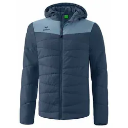Erima Quilted Jacke Blau 3XL für Herren - Sportjacke aus wind- und wasserabweisendem Material, perfekt für winterliche Outdoor-Aktivitäten mit wärmendem Fleece-Innenfutter und verstellbarer Kapuze.