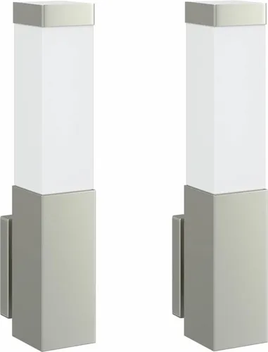 vidaXL Außenwandleuchte 2er Set Silber 10,5 x 6 x 33 cm - Moderne Außenwandleuchte im 2er Set aus robustem Edelstahl und Kunststoff. Wetterfest mit IP44, ideal für Gärten und Eingangsbereiche. Integrierter Diffusor sorgt für gleichmäßige Lichtverteilung.