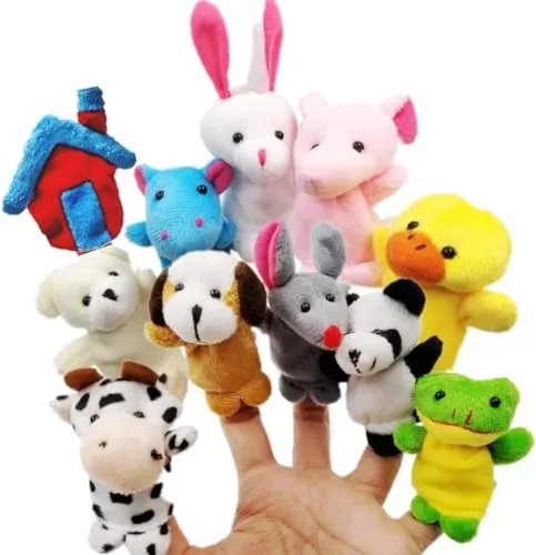 JZK 11 Klein Tier Fingerpuppe Set plüschtier Handpuppe Mitgebsel Geschenk Gastgeschenk für Geburtstag Kinder Party Tasche Füllstoffe Weihnachten