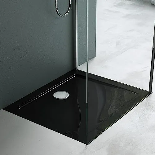 Mai & Mai Duschwanne Rechteckig 70x80cm in Schwarz - Hochwertige Duschwanne aus Acryl mit integrierter Ablaufgarnitur, rutschfest und leicht zu reinigen, ideal für modernes Badezimmerdesign.