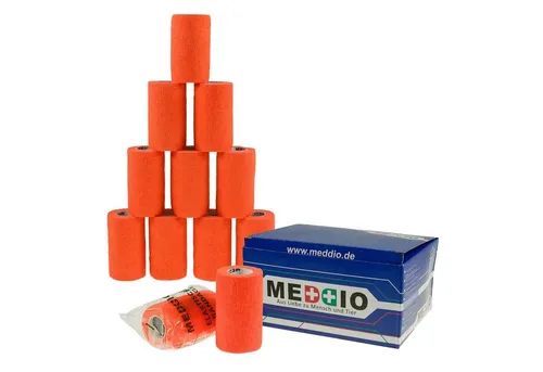 meDDio Pferdebandage 12 Haftbandagen Größe+Farbe wählbar, happy orange