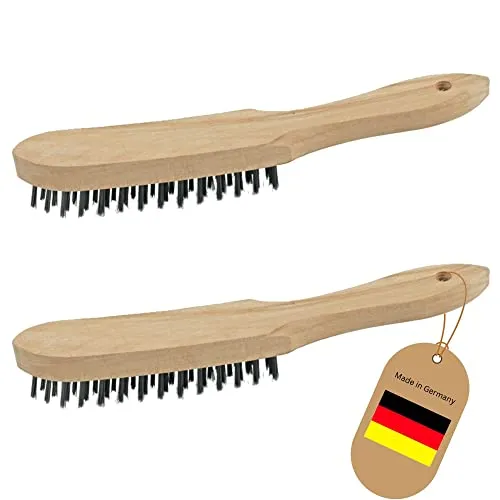 Novatool Drahtbürsten Set I 3-reihig + 5-reihig I 27 cm lang I mit Holzgriff I Bremssattelbürste Drahtbürste Kratzbürste Metallbürste Handdrahtbürste Wire Brush