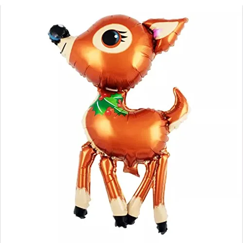 Folienballon Weihnachten -Reh Kitz, ca. 63 x 44 cm, für Luftbefüllung - Groß XL Weihnachtsmann Bambi Santa Tier Folienluftballon Luftballon Weihnachtsfeier Party Deko Kopper-24 Dekoration