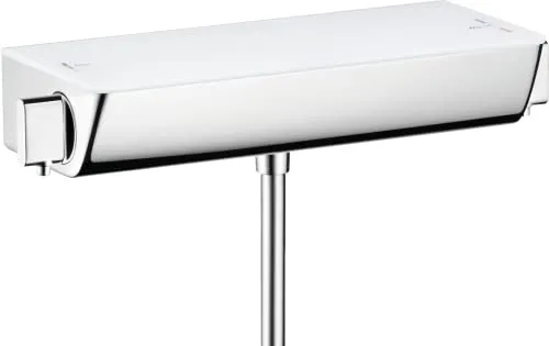 hansgrohe Ecostat Select Brausethermostat 13161400 - Brausethermostat in Weiss Chrom, mit ESG Glasablage und sicherer Heißwasserbegrenzung