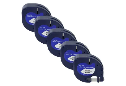 vhbw Beschriftungsband passend für Dymo LetraTag LT-100H, LT-100T, QX50, XR, 200B, Hochwertige Patronen für Ihren Etikettendrucker, Kompatibel und