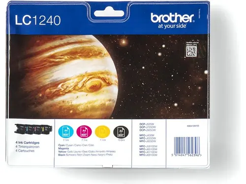 Original Brother LC-1240VALBP Tintenpatrone MultiPack - 4 Farben (Bk,C,M,Y) für bis zu 600 Seiten, ideal für Brother DCP-J und MFC-J Drucker