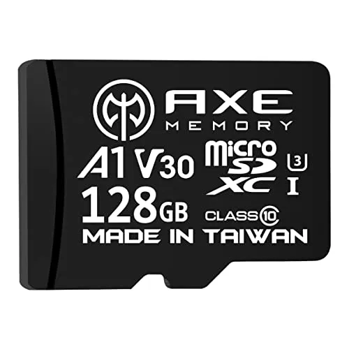 AXE 128GB MicroSDXC-Speicherkarte + SD Adapter mit A1 App Performance, V30, UHS-I U3, 4K