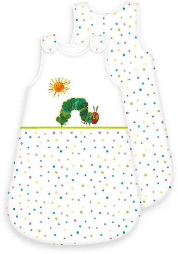 Herding Schlafsack Raupe Nimmersatt Evergreen - Babyschlafsäcke aus 100% Baumwolle, ganzjahrestauglich mit strampelfreundlicher Birnenform und praktischem Reißverschluss für einfaches Wickeln.