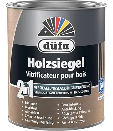 Düfa 2in 1 Holzsiegel seidenmatt 750 ml - Lack und Grundierung in einem, bietet optimalen Schutz und ein seidenmattes Finish für Holzoberflächen.