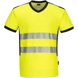 PORTWEST® Warnschutz T-Shirt PW310 V-Ausschnitt XXL - Das PW310 Warnschutz T-Shirt von PORTWEST® vereint Atmungsaktivität und Komfort. Ideal für warme Sommermonate, sorgt es mit Mesh-Einsätzen und feuchtigkeitsregulierendem Material für optimale Kühlung bei aktiven Arbeiten.