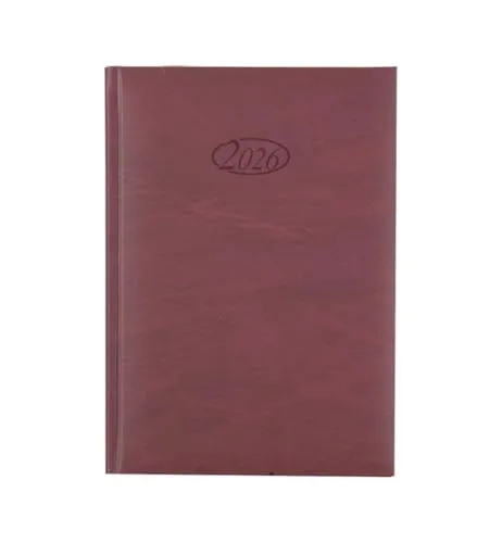 Buchkalender 2026 - Chefkalender in Bordeaux - Terminkalender mit hochwertigem Bucheinband, 400 Seiten im praktischen DIN A5 Format, ideal für die tägliche Planung und Organisation.