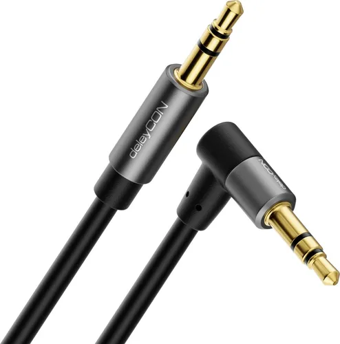 deleyCON 7,5m Klinke Audio Stereo AUX Kabel 3,5mm Klinkenkabel Audiokabel Winkelstecker Metallstecker Handy Smartphone Tablet Kopfhörer HiFi Receiver (Extra Dünn & Flexibel)