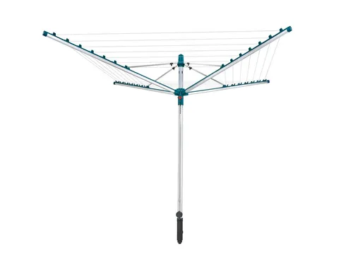 Leifheit Wäschespinne Linomatic V400 – 40m Leinenlänge mit Easy-Lift-System - Wäscheständer mit 40m Trockenlänge für 4 Waschmaschinenladungen, Leinenautomatik schützt vor Schmutz und Nässe, einfaches Öffnen per Zugseil. Inkl. Bodenhülse und Wäscheklammern.