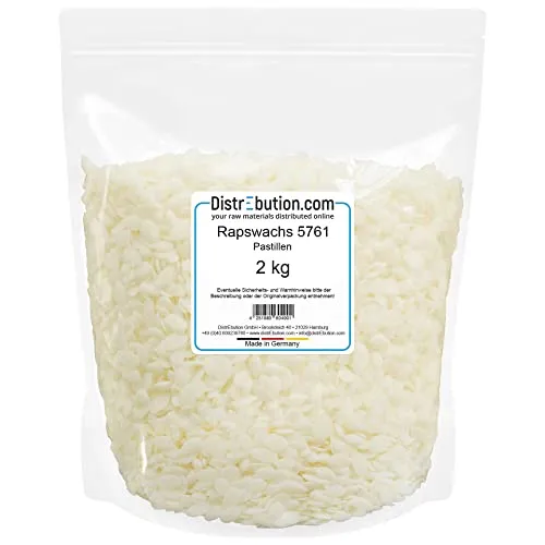DistrEbution Rapswachs Pastillen 2kg Kerzenwachs 57-61°C Made in Germany