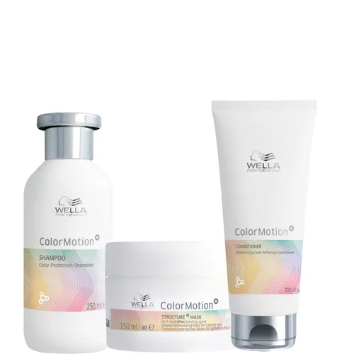 Wella Professionals ColorMotion+ Haarpflege-Set, 3-tlg. - Haarpflege-Set für coloriertes Haar mit Farbschutz, intensiver Pflege und verbesserter Kämmbarkeit. Enthält Shampoo, Conditioner und Maske für strahlendes, geschmeidiges Haar.