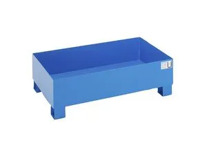 eurokraft basic Stahl-Auffangwanne für 200-l-Fässer, LxBxH 1200 x 800 x 360 mm, ohne Zulassung, blau pulverbeschichtet, ohne Gitterrost